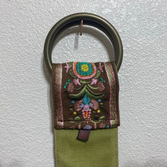 Embroidered Needle Work Brown W/ Multicolor Design D Rings Buckle Belt Size
30 main image 11